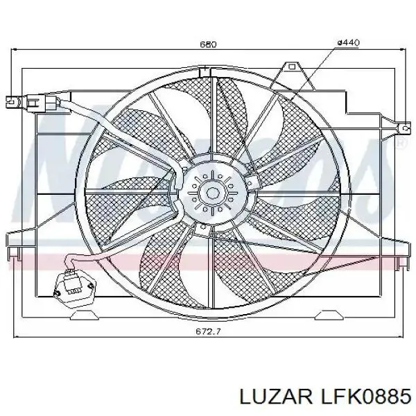 LFK0885 Luzar difusor de radiador, ventilador de refrigeración, condensador del aire acondicionado, completo con motor y rodete