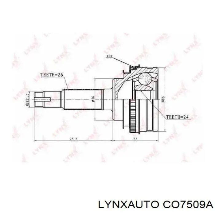 CO7509A Lynxauto junta homocinética exterior delantera