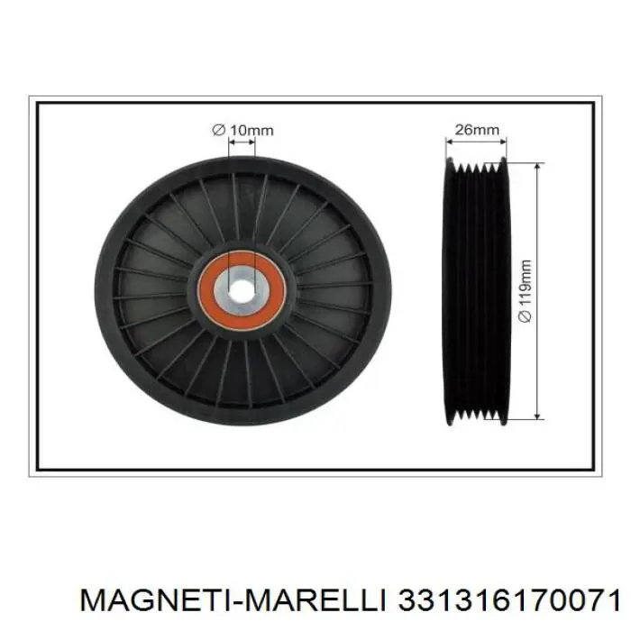 331316170071 Magneti Marelli polea inversión / guía, correa poli v