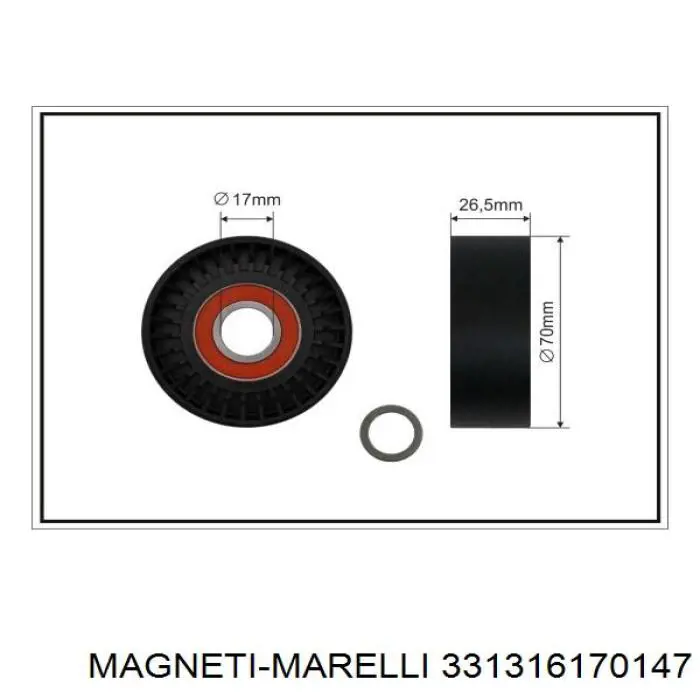 331316170147 Magneti Marelli rodillo, correa trapecial poli v