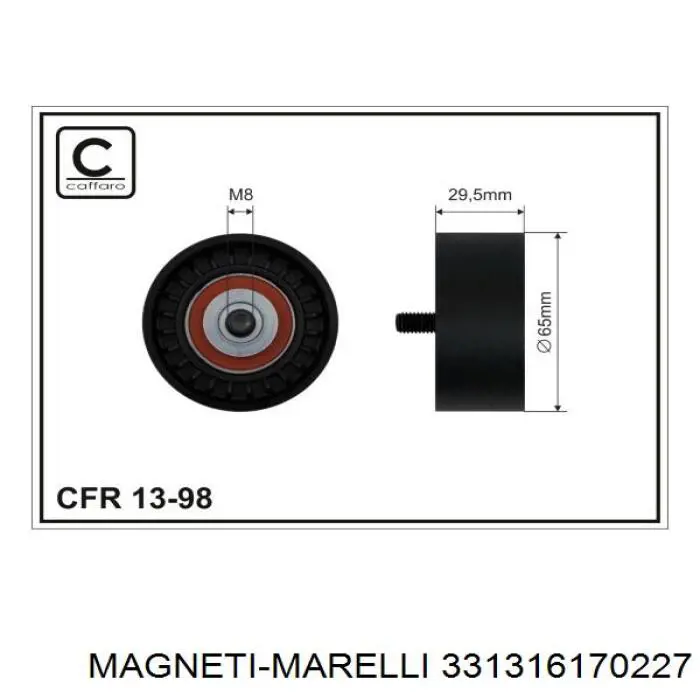 331316170227 Magneti Marelli rodillo, correa trapecial poli v