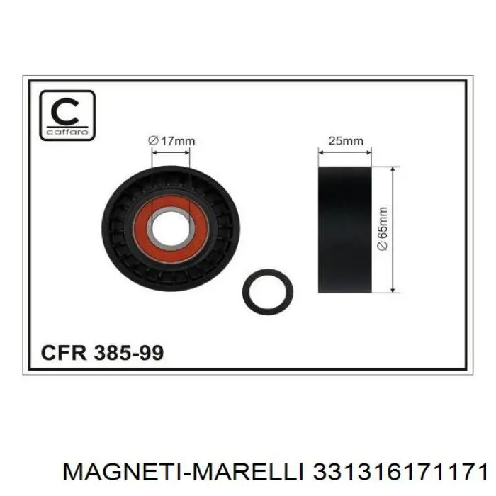 331316171171 Magneti Marelli rodillo, correa trapecial poli v