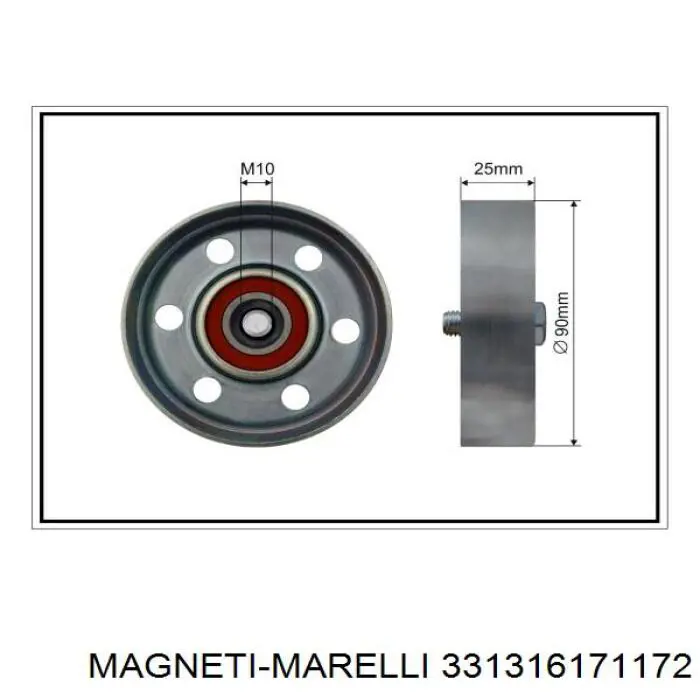 331316171172 Magneti Marelli rodillo, correa trapecial poli v