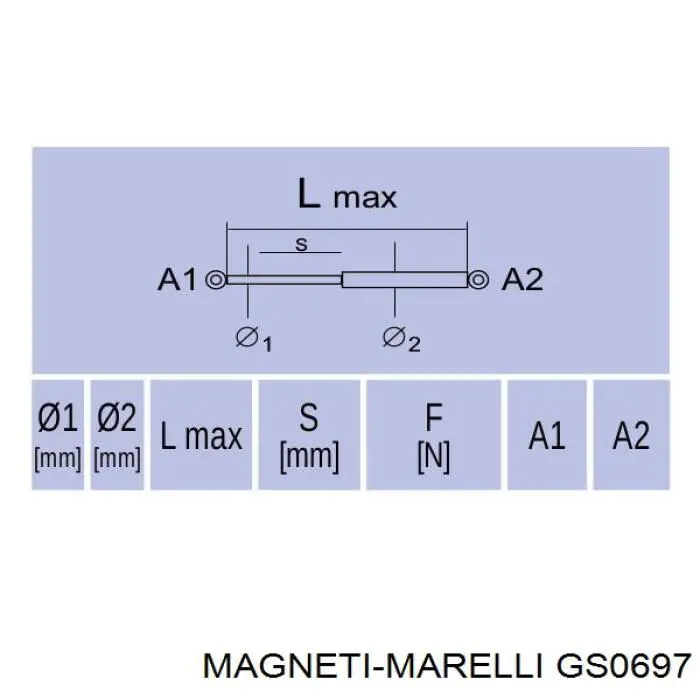 GS0697 Magneti Marelli amortiguador de maletero