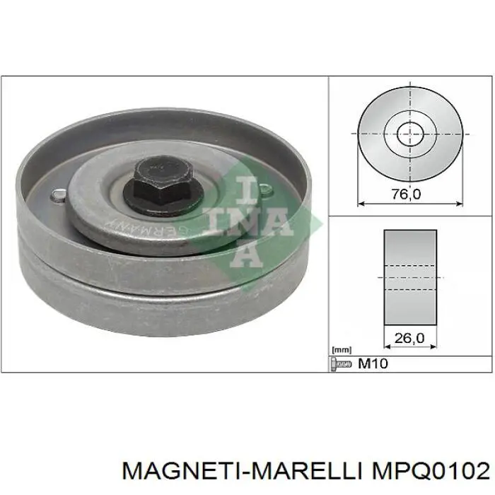 MPQ0102 Magneti Marelli rodillo, correa trapecial poli v