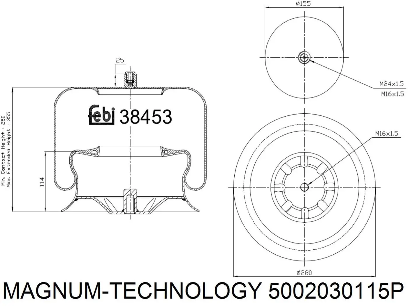 5002-03-0115P Magnum Technology muelle neumático, suspensión