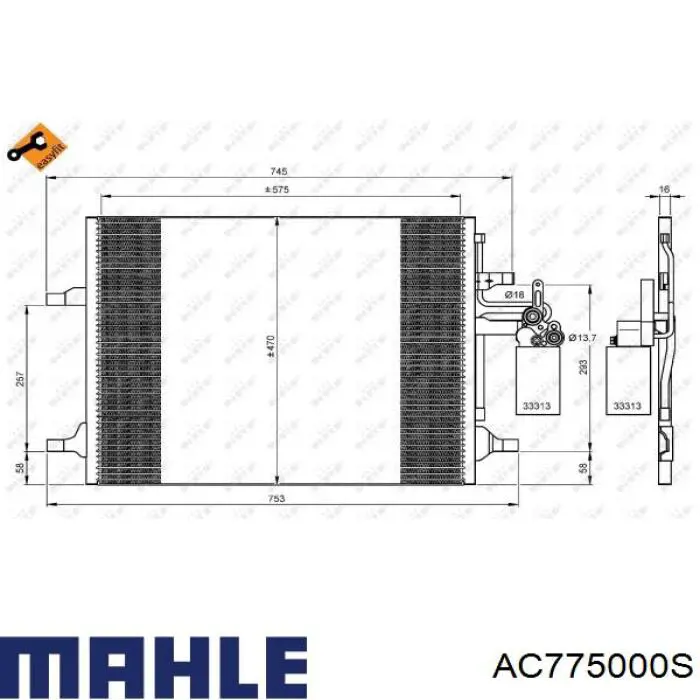 AC775000S Mahle Original condensador aire acondicionado