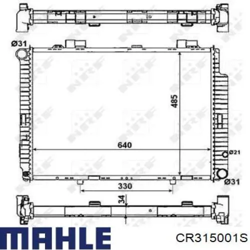 CR315001S Mahle Original radiador refrigeración del motor