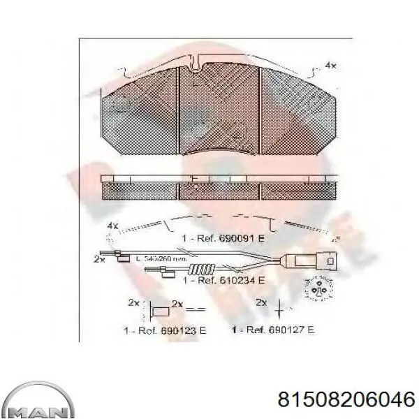 81508206046 MAN pastillas de freno delanteras