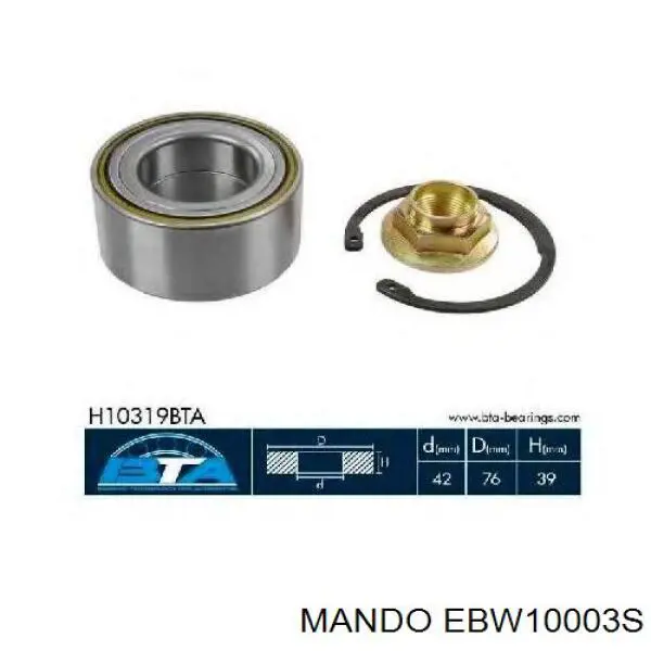 EBW10003S Mando cojinete de rueda delantero