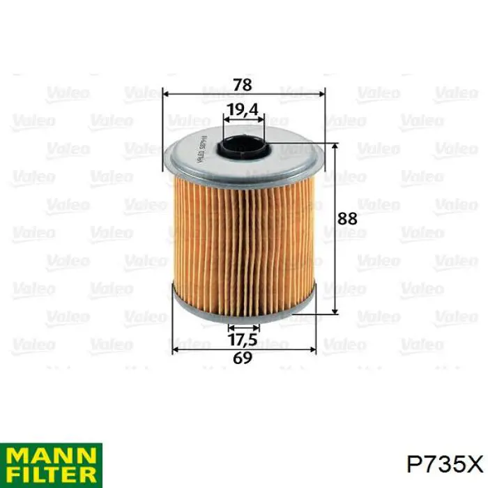 P735X Mann-Filter filtro combustible