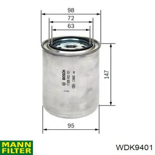 WDK9401 Mann-Filter filtro combustible