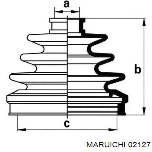 02127 Maruichi-156 fuelle, árbol de transmisión delantero exterior