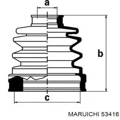 53416 Maruichi-156 fuelle, árbol de transmisión delantero interior