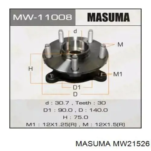 MW21526 Masuma cubo de rueda trasero