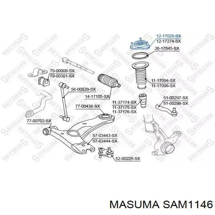 SAM1146 Masuma soporte amortiguador delantero