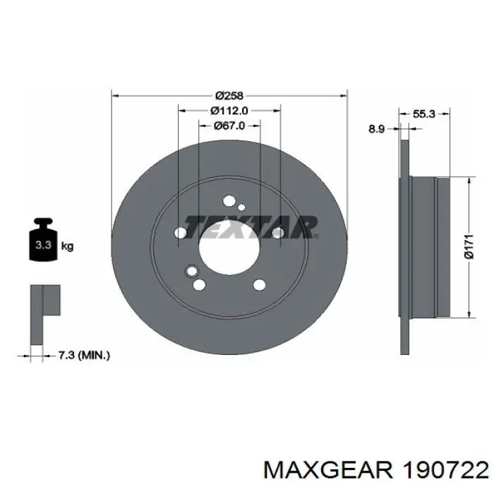 19-0722 Maxgear disco de freno trasero