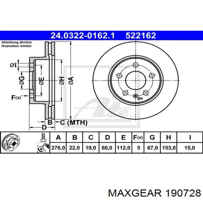 19-0728 Maxgear freno de disco delantero