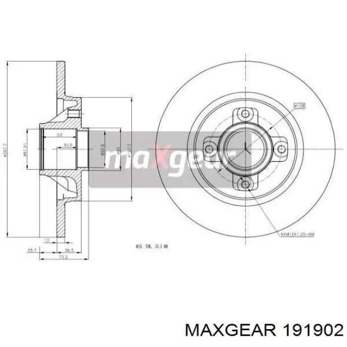 19-1902 Maxgear disco de freno trasero