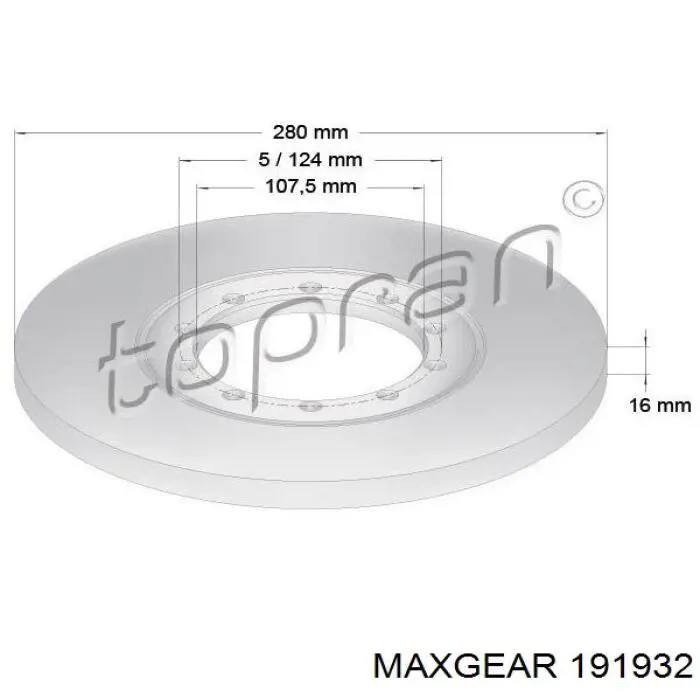 19-1932 Maxgear disco de freno trasero