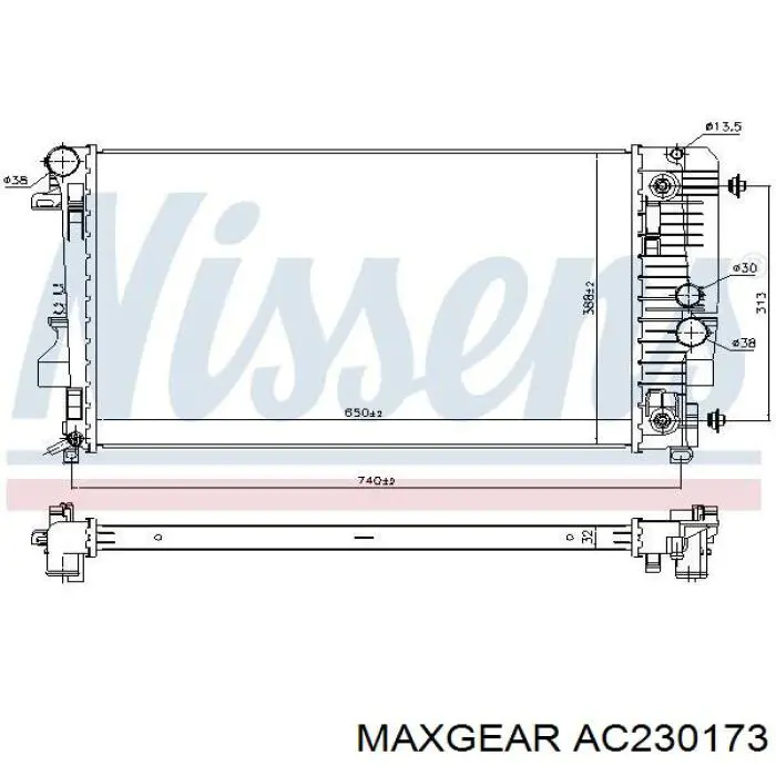 AC230173 Maxgear radiador refrigeración del motor