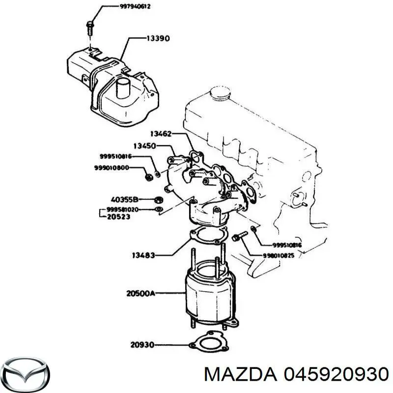 045920930 Mazda junta de tubo de escape silenciador