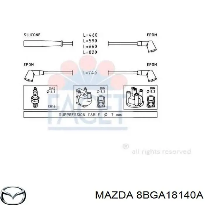 8BGA18140A Mazda juego de cables de encendido