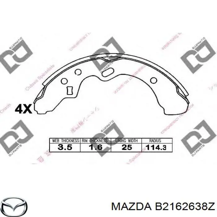 B2162638Z Mazda zapatas de frenos de tambor traseras