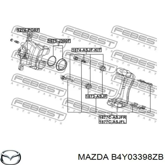 B4Y03398ZB Mazda pinza de freno delantera derecha