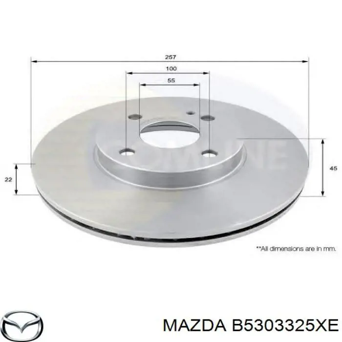 B5303325XE Mazda freno de disco delantero