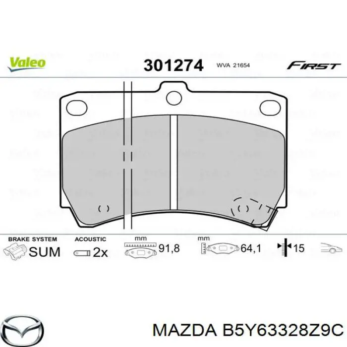 B5Y63328Z9C Mazda pastillas de freno delanteras