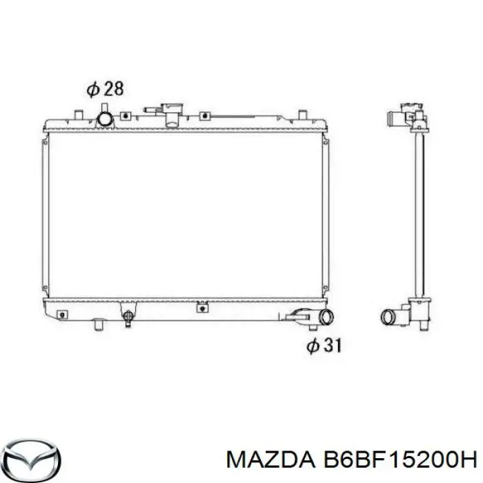 B6BF15200H Mazda radiador refrigeración del motor