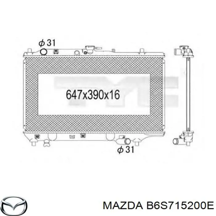 B6S715200E Mazda radiador refrigeración del motor