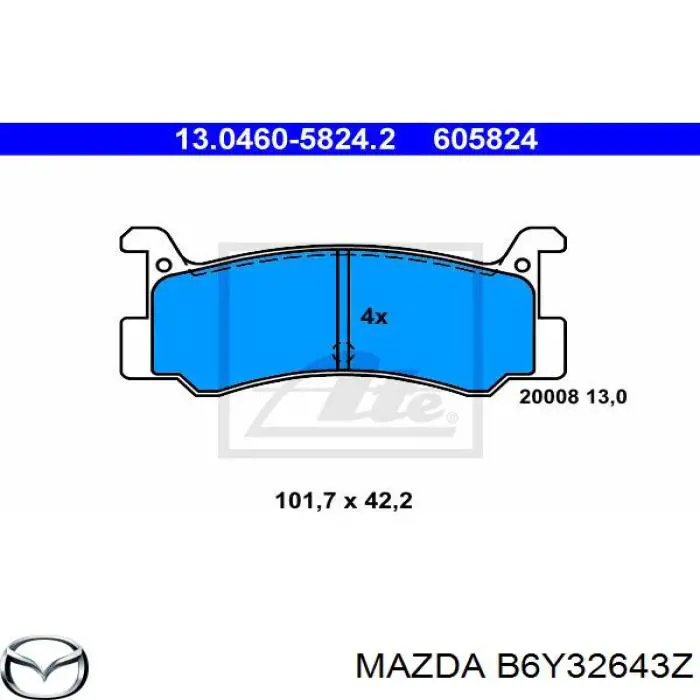 B6Y32643Z Mazda pastillas de freno traseras