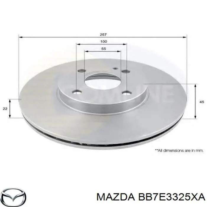 BB7E3325XA Mazda freno de disco delantero