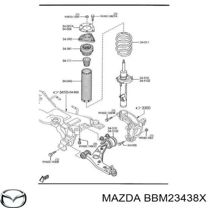 BBM23438X Mazda rodamiento amortiguador delantero