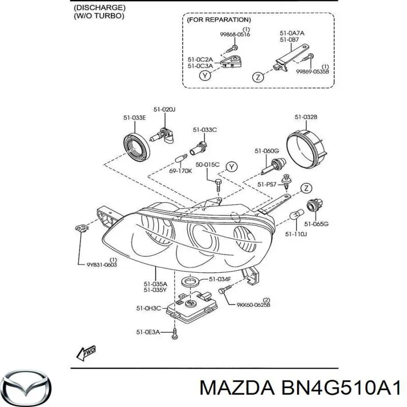  Cubierta Del Faro para Mazda 323 BJ