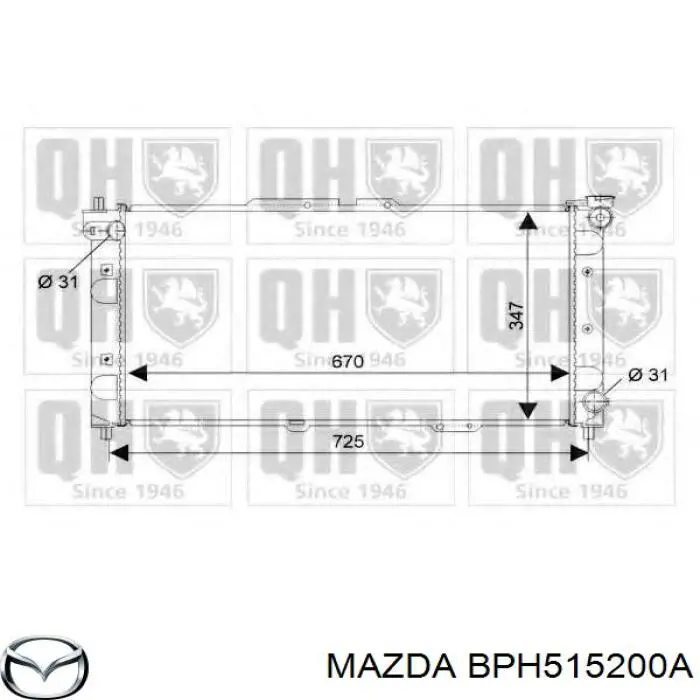 BPH515200A Mazda radiador refrigeración del motor