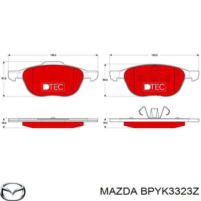 BPYK3323Z Mazda pastillas de freno delanteras