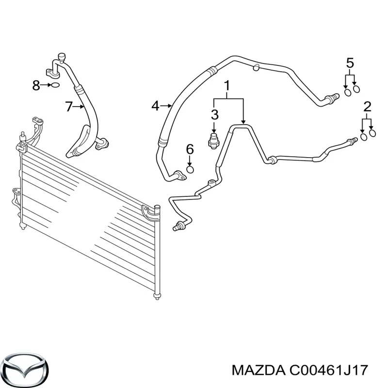  Anillo de sellado de tubería de aire acondicionado para Mazda 2 DY