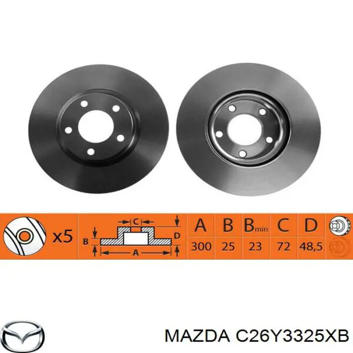 C26Y3325XB Mazda freno de disco delantero