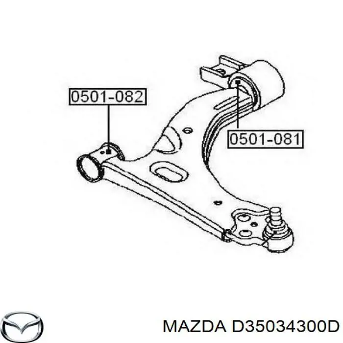 D35034300D Mazda barra oscilante, suspensión de ruedas delantera, inferior derecha