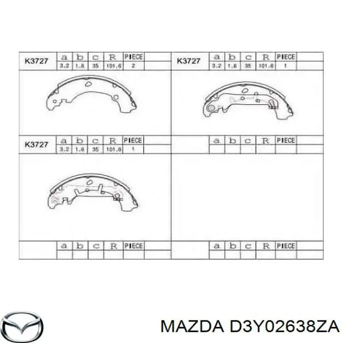 D3Y02638ZA Mazda zapatas de frenos de tambor traseras