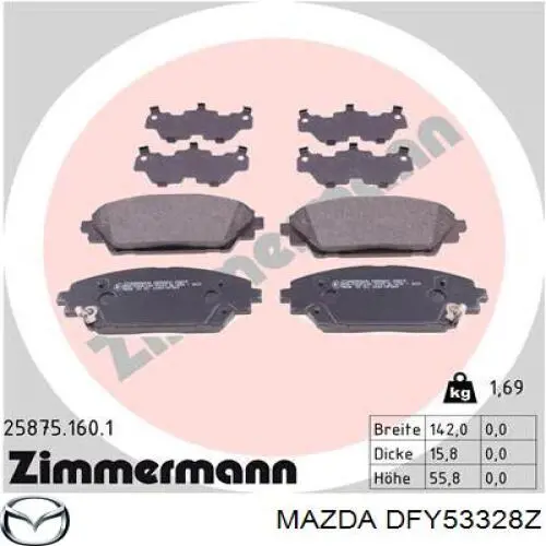 DFY53328Z Mazda pastillas de freno delanteras