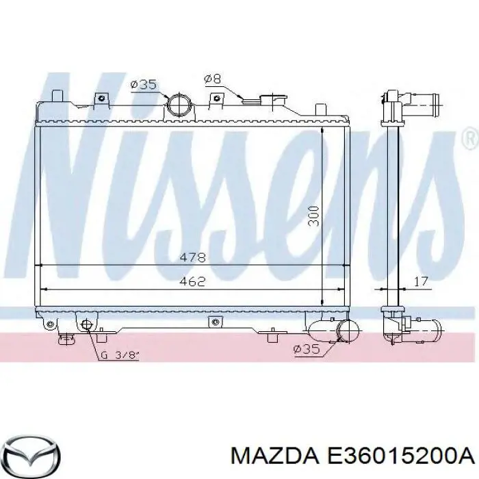 E36015200A Mazda radiador refrigeración del motor