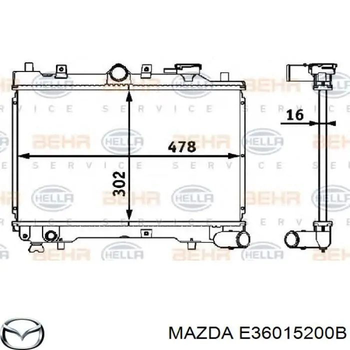 E36015200B Mazda radiador refrigeración del motor