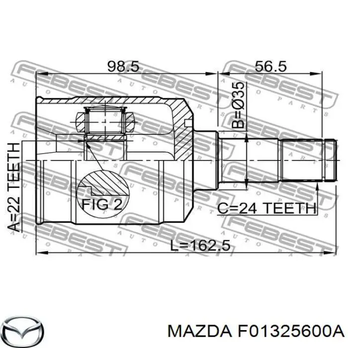 F01325600A Mazda árbol de transmisión delantero izquierdo