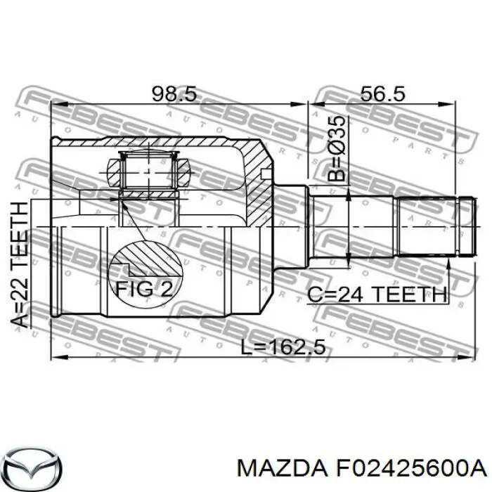 F02425600A Mazda junta homocinética exterior delantera