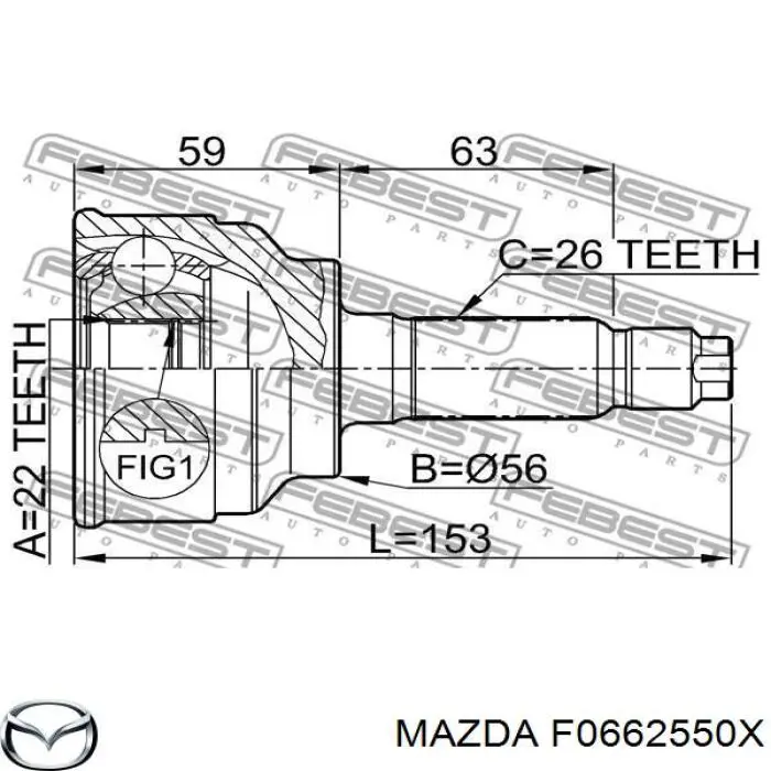 F0662550X Mazda junta homocinética exterior delantera