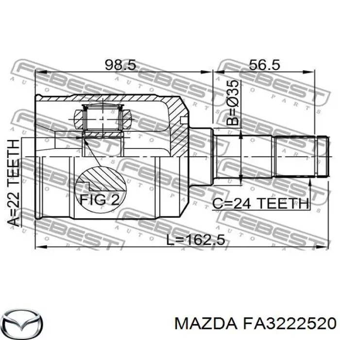  Junta homocinética interior delantera izquierda para Mazda 323 BG